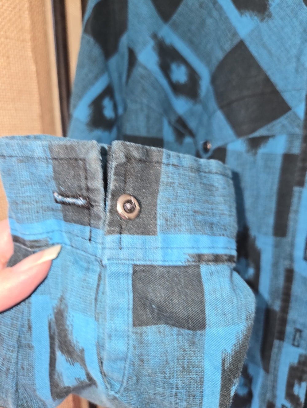 Vintage Stage West Turquoise Black Aztec Western Button-Up Shirt Size 11/12 - Picture 7 of 10